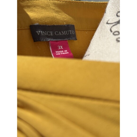 Women’s Vince Camuto Sleeveless V-Neck Rumpled Gold Satin Blouse Size 3X - Picture 5 of 5